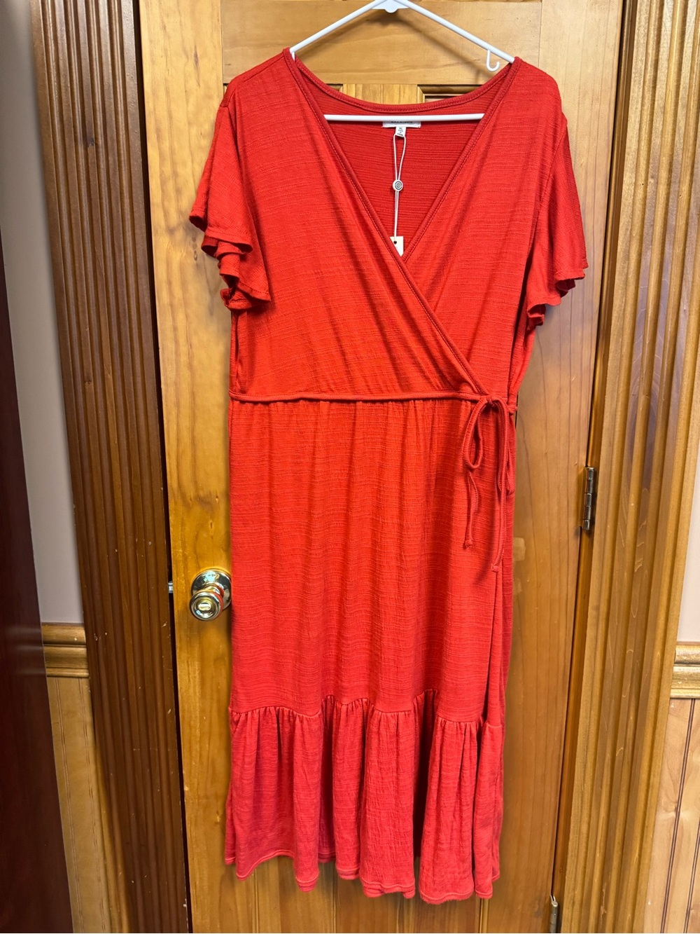 Max Studio Red Tiered Wrap Dress XL NWT - Picture 2 of 7